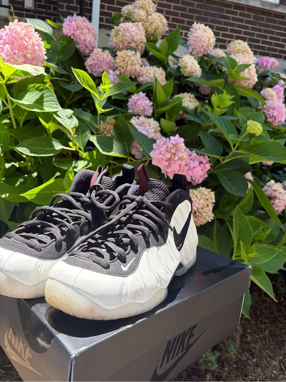 Nike Kids Black and White Foamposite-Style Sneakers